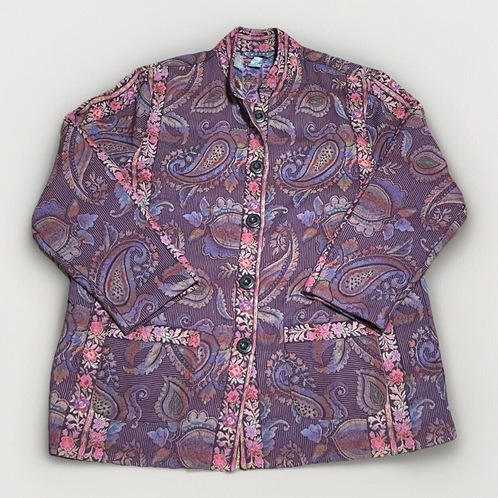 Vintage Whimsical Bohemian Purple Tapestry Fairy Jacket Paisley Psychedelic boho